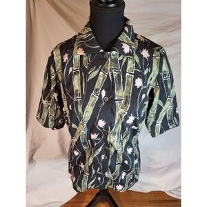 Womens COLUMBIA River Resort Shirt Size S, Button Front, Pocket, Tropical Bamboo
